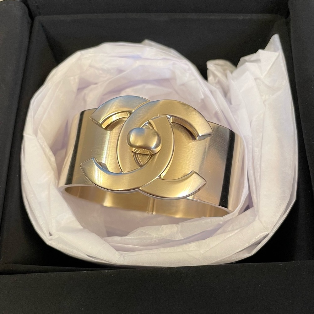 Chanel Gold CC Turnlock Cuff Bracelet